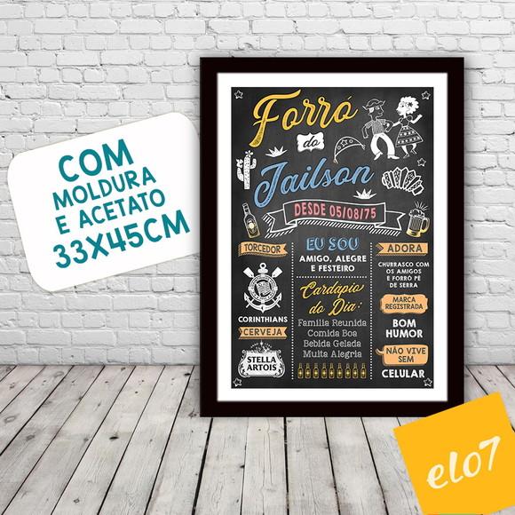 Chalkboard Quadro Poster C/ Moldura Forró A3 30x42cm