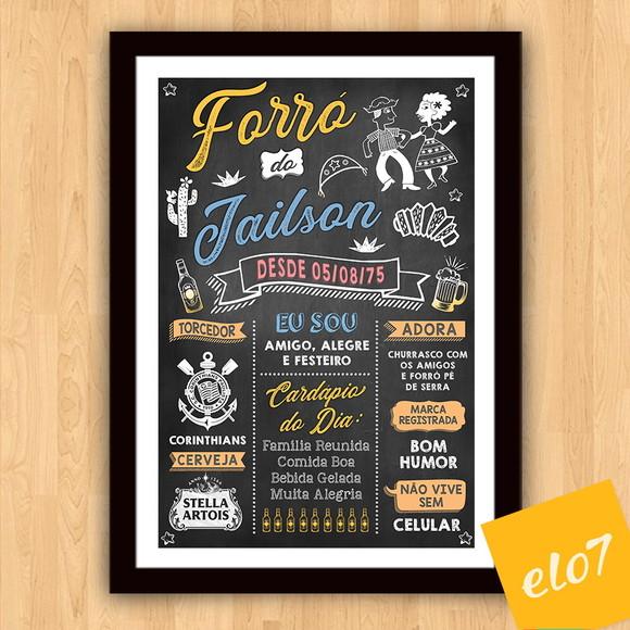 Chalkboard Quadro Poster C/ Moldura Forró A3 30x42cm