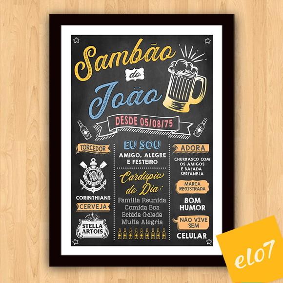 Chalkboard Quadro Poster C/ Moldura Sambão A3 30x42cm
