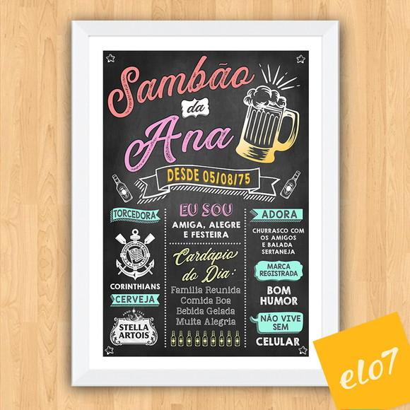 Chalkboard Quadro Poster C/ Moldura Sambão A3 30x42cm