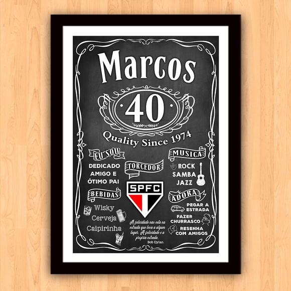 Chalkboard Quadro Poster c/ Moldura Whisky Jack D 30x42cm