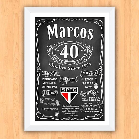 Chalkboard Quadro Poster c/ Moldura Whisky Jack D 30x42cm
