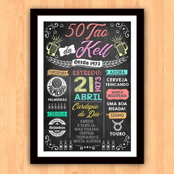 Chalkboard Quadro Poster Cinquentão da Kell A3 30x42cm