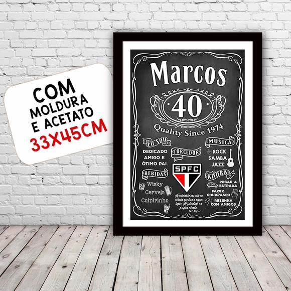 Chalkboard Quadro Poster c/ Moldura Whisky Jack D 30x42cm