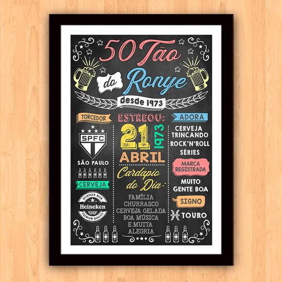 Chalkboard Quadro Poster Cinquentão do Ronye A3 30x42cm