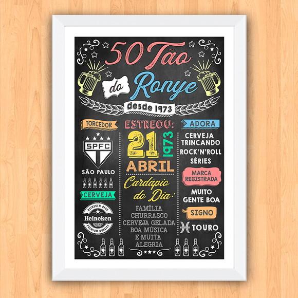 Chalkboard Quadro Poster Cinquentão do Ronye A3 30x42cm
