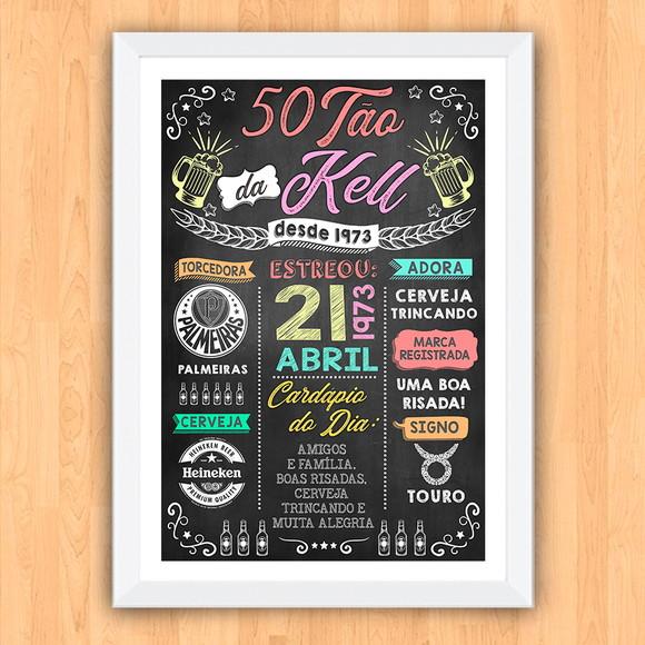 Chalkboard Quadro Poster Cinquentão da Kell A3 30x42cm