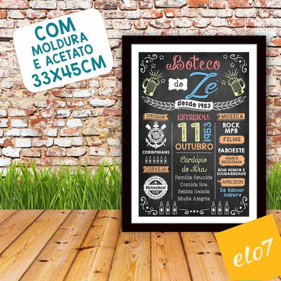 Chalkboard Quadro Poster Com Moldura Boteco A3 30x42cm