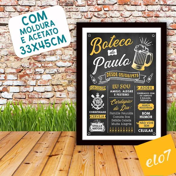 Chalkboard Quadro Poster Com Moldura Boteco A3 30x42cm