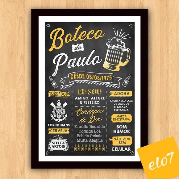 Chalkboard Quadro Poster Com Moldura Boteco A3 30x42cm
