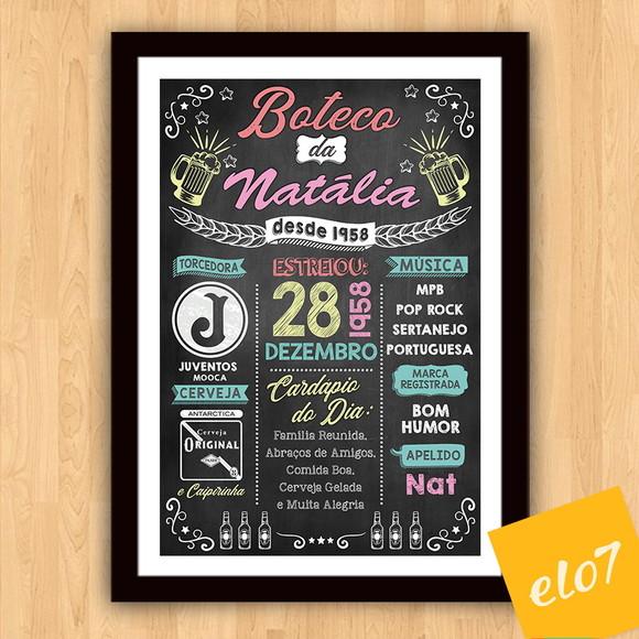Chalkboard Quadro Poster Com Moldura Boteco A3 30x42cm