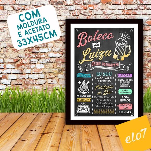 Chalkboard Quadro Poster Com Moldura Boteco A3 30x42cm