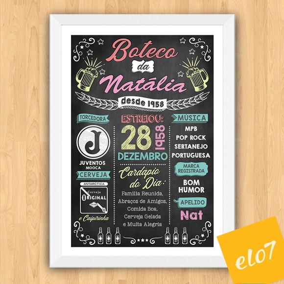 Chalkboard Quadro Poster Com Moldura Boteco A3 30x42cm