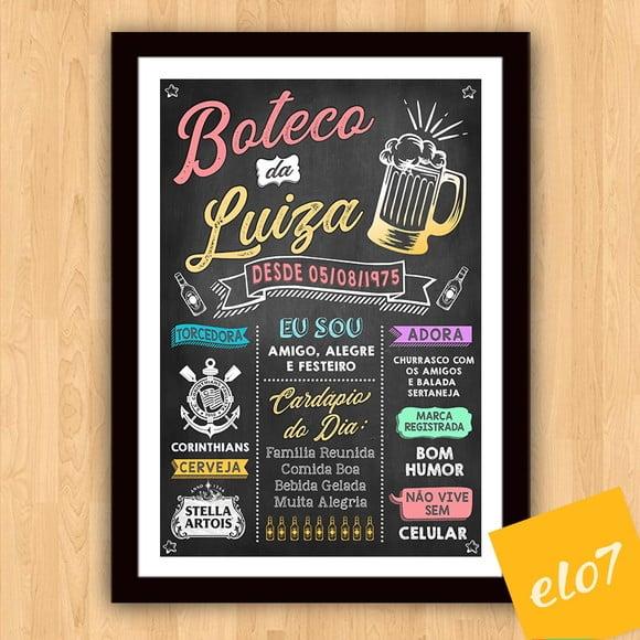 Chalkboard Quadro Poster Com Moldura Boteco A3 30x42cm