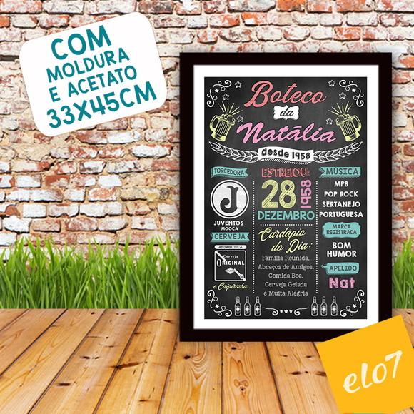Chalkboard Quadro Poster Com Moldura Boteco A3 30x42cm