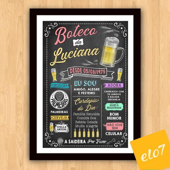 Chalkboard Quadro Poster Com Moldura Boteco A3 30x42cm