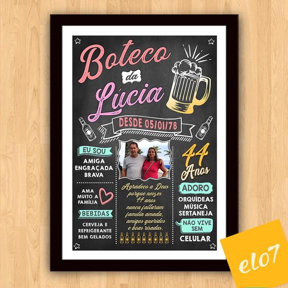 Chalkboard Quadro Poster Com Moldura Boteco A3 30x42cm