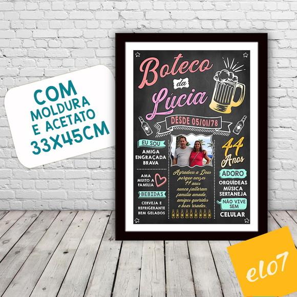 Chalkboard Quadro Poster Com Moldura Boteco A3 30x42cm