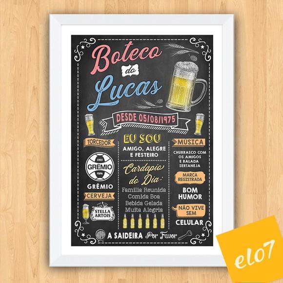 Chalkboard Quadro Poster Com Moldura Boteco A3 30x42cm