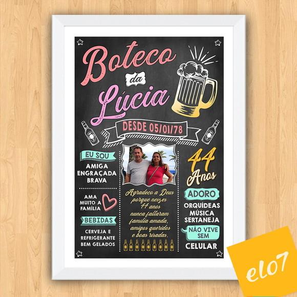 Chalkboard Quadro Poster Com Moldura Boteco A3 30x42cm