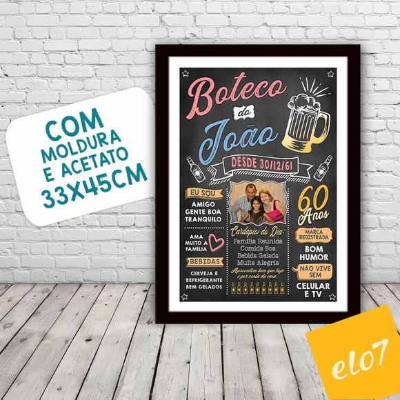 Chalkboard Quadro Poster Com Moldura Boteco A3 30x42cm