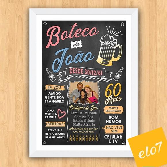 Chalkboard Quadro Poster Com Moldura Boteco A3 30x42cm