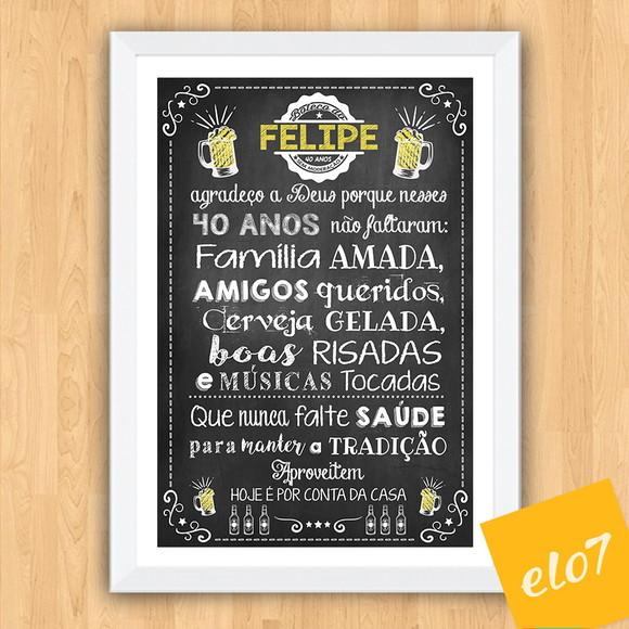 Chalkboard Quadro Poster Com Moldura Boteco A3 30x42cm