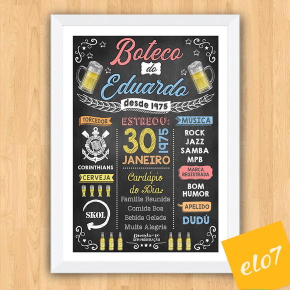Chalkboard Quadro Poster Com Moldura Boteco A3 30x42cm