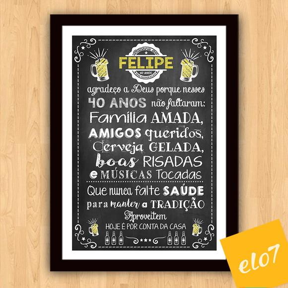 Chalkboard Quadro Poster Com Moldura Boteco A3 30x42cm