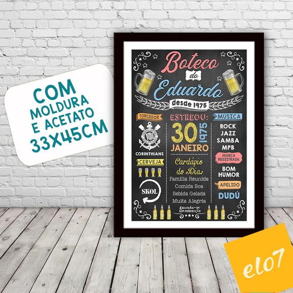 Chalkboard Quadro Poster Com Moldura Boteco A3 30x42cm