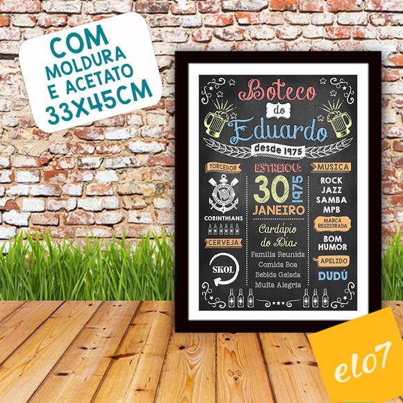 Chalkboard Quadro Poster Com Moldura Boteco A3 30x42cm