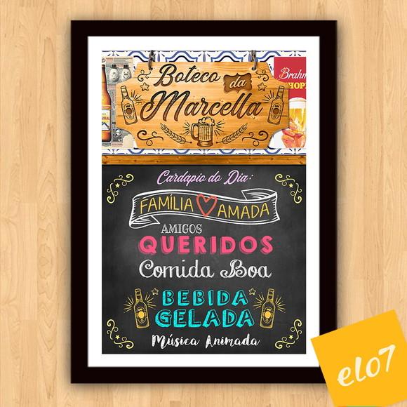 Chalkboard Quadro Poster Com Moldura Boteco A3 30x42cm
