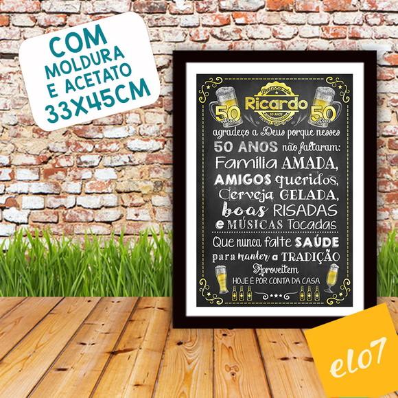 Chalkboard Quadro Poster Com Moldura Boteco A3 30x42cm