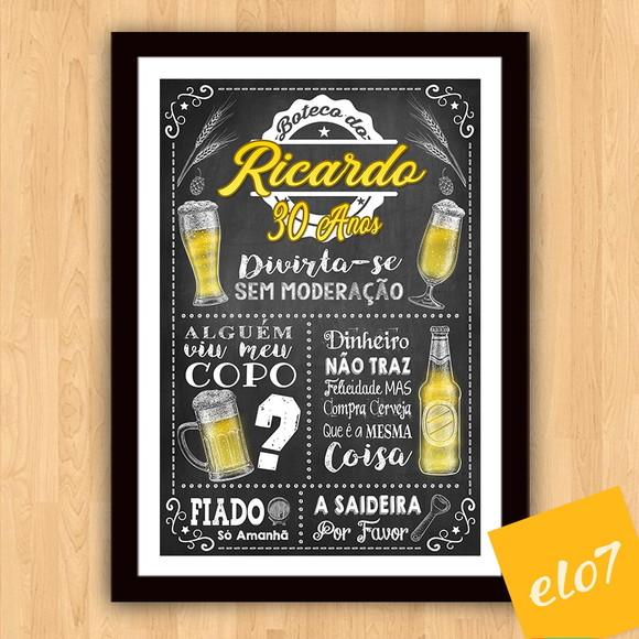 Chalkboard Quadro Poster Com Moldura Boteco A3 30x42cm