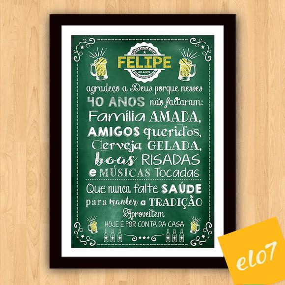 Chalkboard Quadro Poster Com Moldura Boteco A3 30x42cm