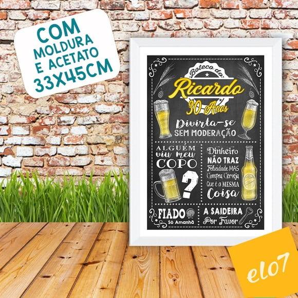 Chalkboard Quadro Poster Com Moldura Boteco A3 30x42cm