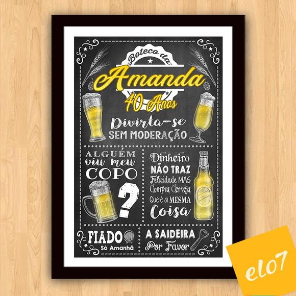 Chalkboard Quadro Poster Com Moldura Boteco A3 30x42cm