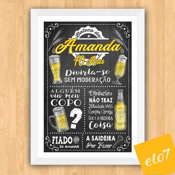 Chalkboard Quadro Poster Com Moldura Boteco A3 30x42cm