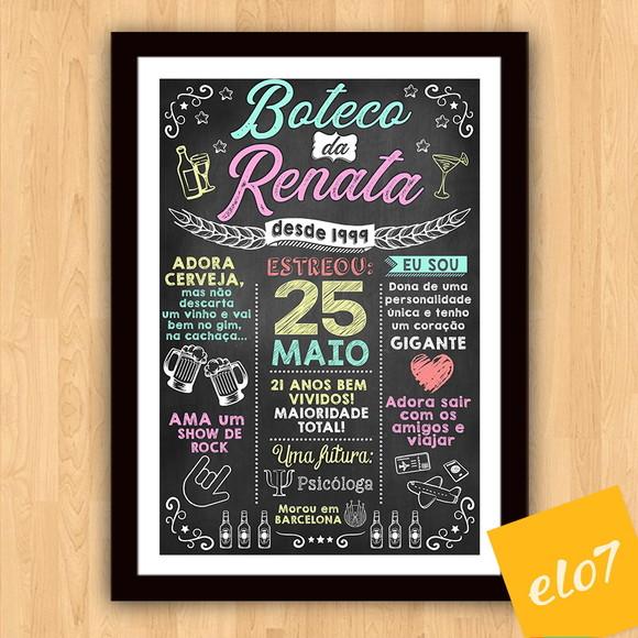 Chalkboard Quadro Poster Com Moldura Boteco A3 30x42cm