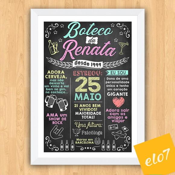 Chalkboard Quadro Poster Com Moldura Boteco A3 30x42cm