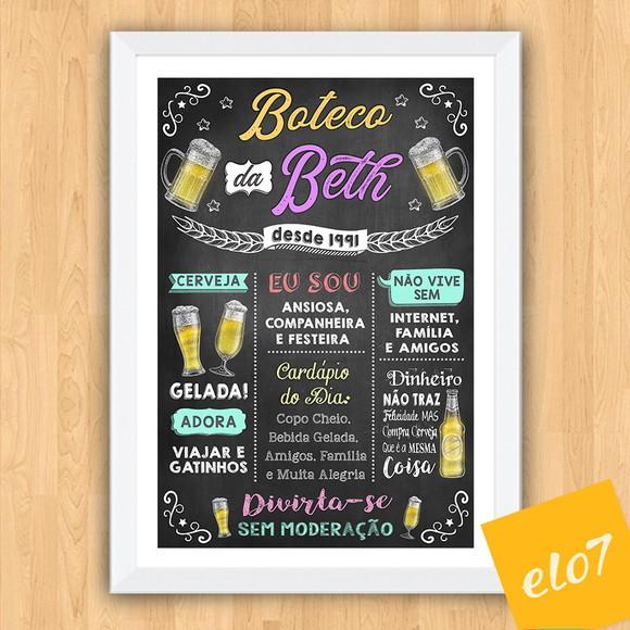 Chalkboard Quadro Poster Com Moldura Boteco A3 30x42cm
