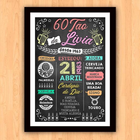 Chalkboard Quadro Poster Sessentão da Livia A3 30x42cm