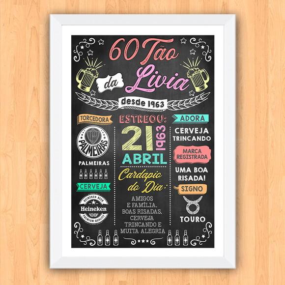 Chalkboard Quadro Poster Sessentão da Livia A3 30x42cm