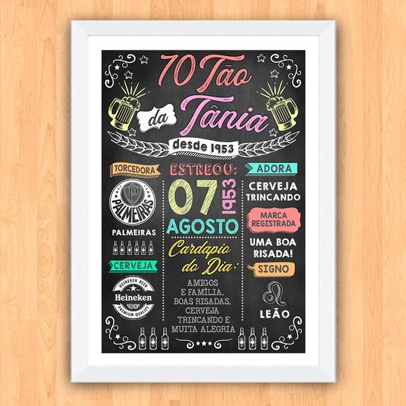 Chalkboard Quadro Poster Setentão da Tania A3 30x42cm