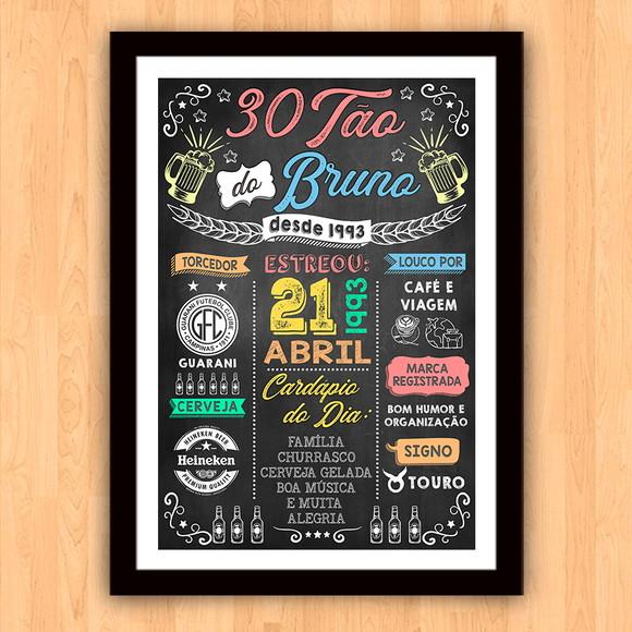Chalkboard Quadro Poster Trintão do Bruno A3 30x42cm