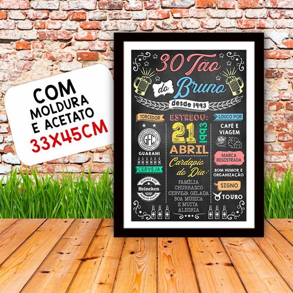 Chalkboard Quadro Poster Trintão do Bruno A3 30x42cm