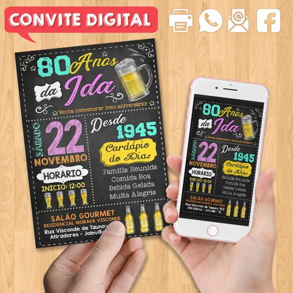 Convite Digital Aniversário 80 Anos Boteco Dela