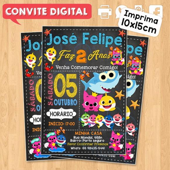 Convite Digital Aniversário Baby Shark