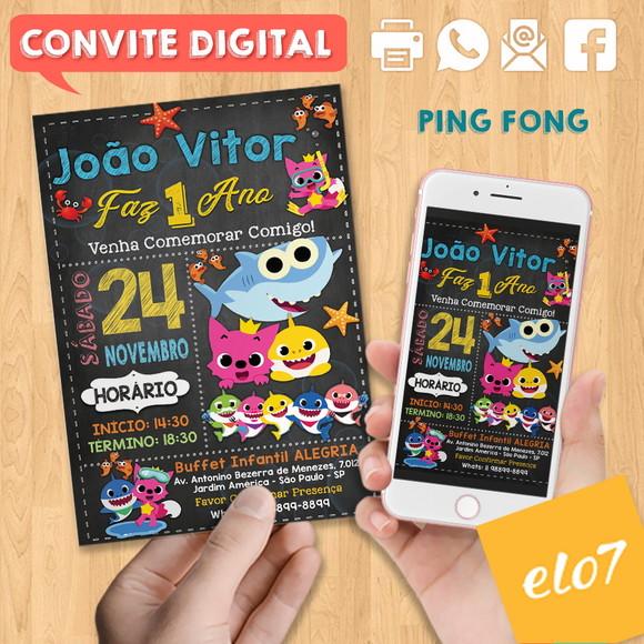 Convite Digital Aniversário Baby Shark