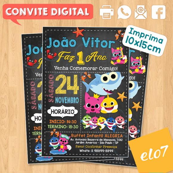 Convite Digital Aniversário Baby Shark